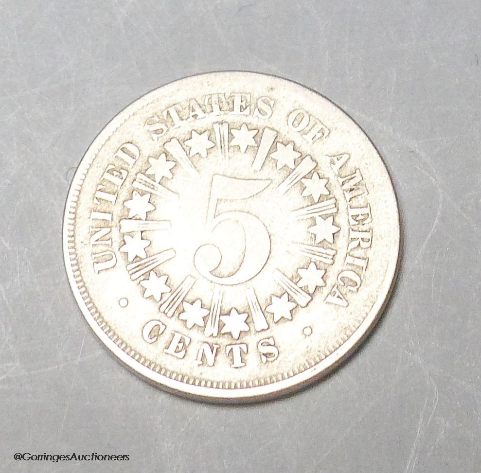 A US 1867 5 cents coin